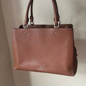 Kate Spade Brown Leather Satchel with Silver Hardware